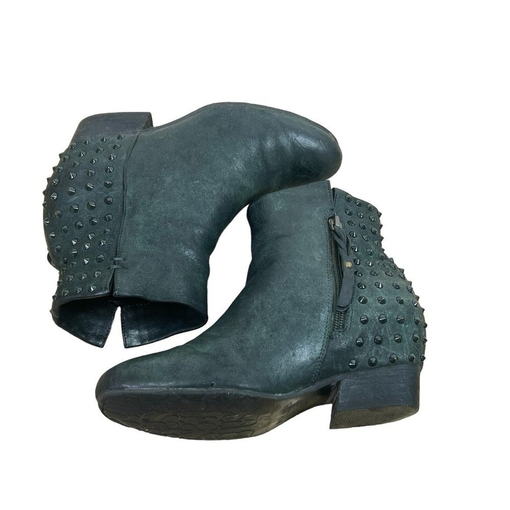 Gentle Souls Fierce black green stud heeled ankle booties womens 6 1/2M - Picture 2 of 10